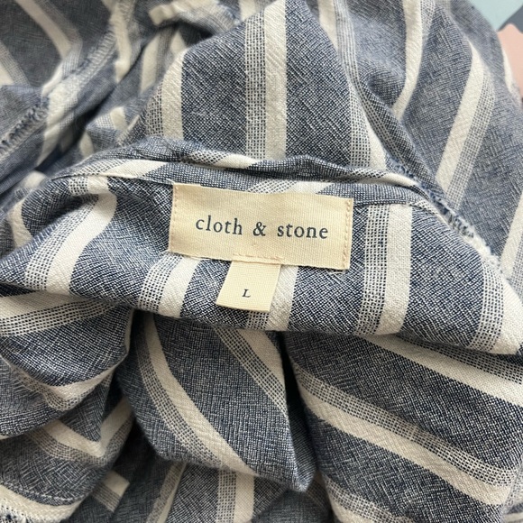 Cloth & Stone Blue White Striped Dress L Large - Picture 4 of 6
